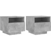vidaXL Nachtkastjes met LED-verlichting 2 st 40x39x37 cm betongrijs