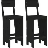vidaXL Barkruk, 2 stuks, zwart, 40x48,5x115,5 cm, massief grenenhout