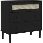 vidaXL Ladekast SENJA rattan-look 80x40x80 cm massief grenenhout zwart