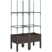 vidaXL Plantenbak met latwerk 80x40x142,5 cm polypropeen bruin