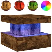 vidaXL Salontafel met LED-verlichting, gerookt eikenhout, 50x50x40 cm