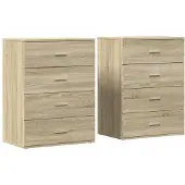 vidaXL Dressoirs 2 st 60x39x80 cm bewerkt hout sonoma eikenkleurig