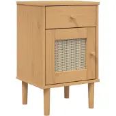 vidaXL Nachtkastje SENJA rattan-look 40x35x65 cm grenenhout bruin