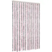 vidaXL Vliegengordijn 118x220 cm chenille zilvergrijs en roze