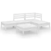 vidaXL 5-delige loungeset voor de tuin, massief grenenhout, wit