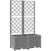 vidaXL Plantenbak met latwerk 80x40x136 cm polypropeen lichtgrijs