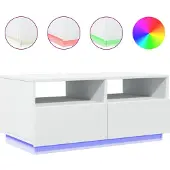 vidaXL Salontafel met LED-verlichting, wit, 90x49x40 cm