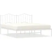 vidaXL Bedframe met hoofdbord metaal wit 160x200 cm