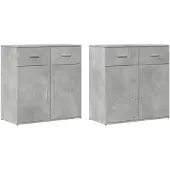 vidaXL Dressoirs, 2 stuks, betonkleur, 79x38x80 cm, houtvezelplaat