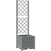 vidaXL Plantenbak met latwerk 40x40x136 cm polypropeen lichtgrijs