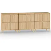 vidaXL Dressoirs 3 st 60x35x70 cm bewerkt hout sonoma eikenkleurig