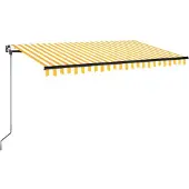 vidaXL Luifel handmatig uittrekbaar 400x350 cm geel en wit