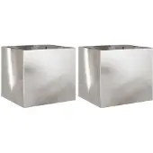 vidaXL Plantenbakken 2 st 32x30x29 cm roestvrij staal zilverkleurig