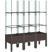 vidaXL Plantenbak met latwerk 120x40x142,5 cm polypropeen bruin