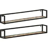 vidaXL Wandschappen 2 st 110x17x17 cm massief gerecycled hout en ijzer
