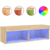 DKD Home Decor Tv-meubel met LED-verlichting 100x30x30 cm sonoma eikenkleurig