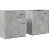 vidaXL Dressoirs 2 st 60x31x70 cm bewerkt hout betongrijs