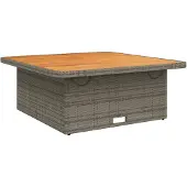 vidaXL Tuintafel 110x110x71 cm poly rattan en acaciahout grijs
