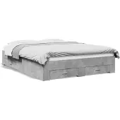 vidaXL Bedframe met lades bewerkt hout betongrijs 140x200 cm