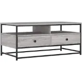 vidaXL Salontafel 100x51x45 cm bewerkt hout grijs sonoma