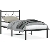 vidaXL Bedframe met hoofdeinde, zwart metaal, 80x200 cm