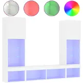 vidaXL Woonkamerwand, bestaande uit 5 delen, met LED-verlichting, wit, van houtvezel