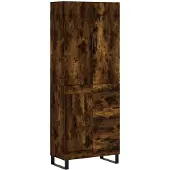 vidaXL Hoge kast 69,5x34x180 cm bewerkt hout gerookt eikenkleurig