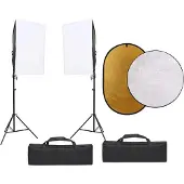 vidaXL Fotostudioset met verlichtingsset, achtergrond en reflector
