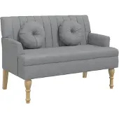 vidaXL Bankje met kussens 113x64,5x75,5 cm stof lichtgrijs