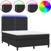vidaXL Boxspring met matras en LED kunstleer zwart 140x200 cm