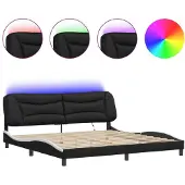 vidaXL Bedframe met LED zonder matras "Hvar" zwart en wit 200x200 cm