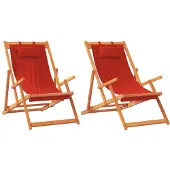 vidaXL Opklapbare stoelen, 2 stuks, rode stof