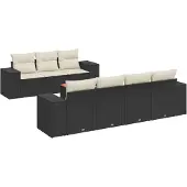 vidaXL 8-delige Loungeset met kussens poly rattan zwart