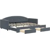 vidaXL Dagbed met uittrekbare lade, donkergrijs, 90x190 cm, fluweel