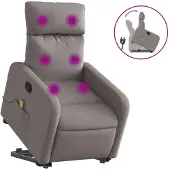 vidaXL Sta-op-massagestoel verstelbaar stof taupe