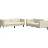 vidaXL 2-delige Loungeset stof crèmekleurig