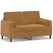 vidaXL Tweezitsbank met sierkussens 120 cm fluweel bruin