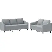 vidaXL 2-delige Loungeset met kussens stof lichtgrijs
