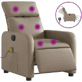 vidaXL Massagestoel verstelbaar elektrisch kunstleer cappuccinokleurig