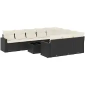 vidaXL 11-delige Loungeset met kussens poly rattan zwart