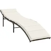vidaXL Ligbed met kussen 55x199x50 cm poly rattan bruin