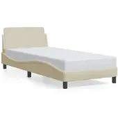 vidaXL Bedframe met hoofdeinde "Dover" 90x200 cm stof crème