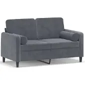 vidaXL Tweezitsbank met sierkussens 120 cm fluweel donkergrijs