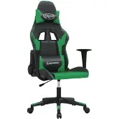 vidaXL Gamingstoel met massagefunctie, zwart en groen, kunstleer
