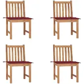 vidaXL Tuinstoelen, 4 stuks, met kussens, massief teakhout