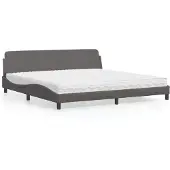 vidaXL Bed met matras "Dover", grijs, 200x200 cm, kunstleer