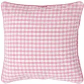 Homescapes Gingham katoenen kussenhoes 45 x 45 cm roze