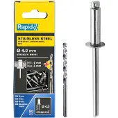 Rapid Blindklinknagels RVS | Ø4 x 8 mm | Incl. Boor | 50 Stuks - 5001460