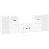 vidaXL 5-delige wandmeubelset met opbergruimte, model ODDA, wit, massief grenenhout