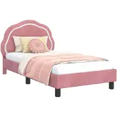 vidaXL Kinderen bedframe met hoofdboard Roze 80 x 160 cm Fluweel